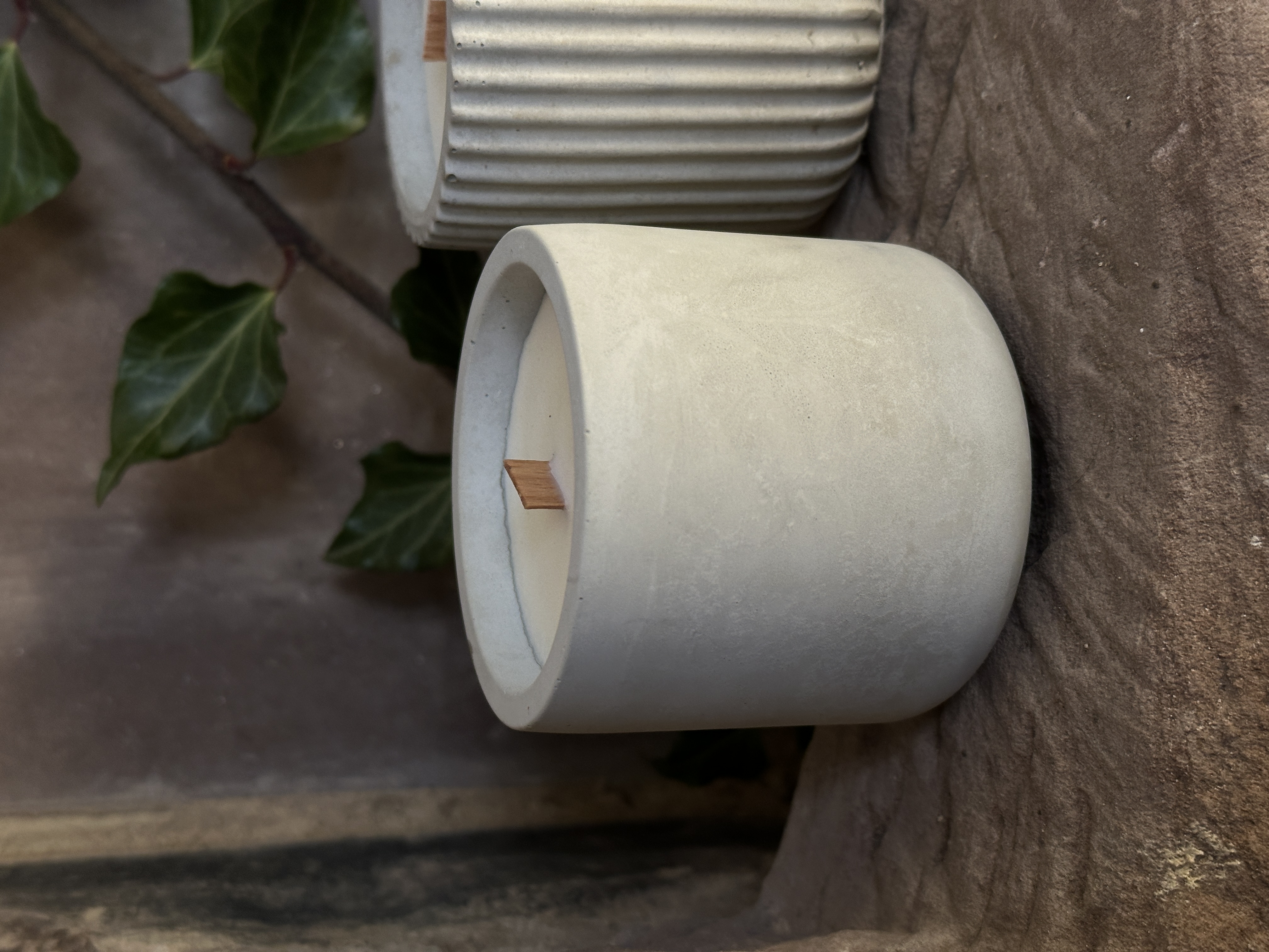 Kerze Beton grau glatt